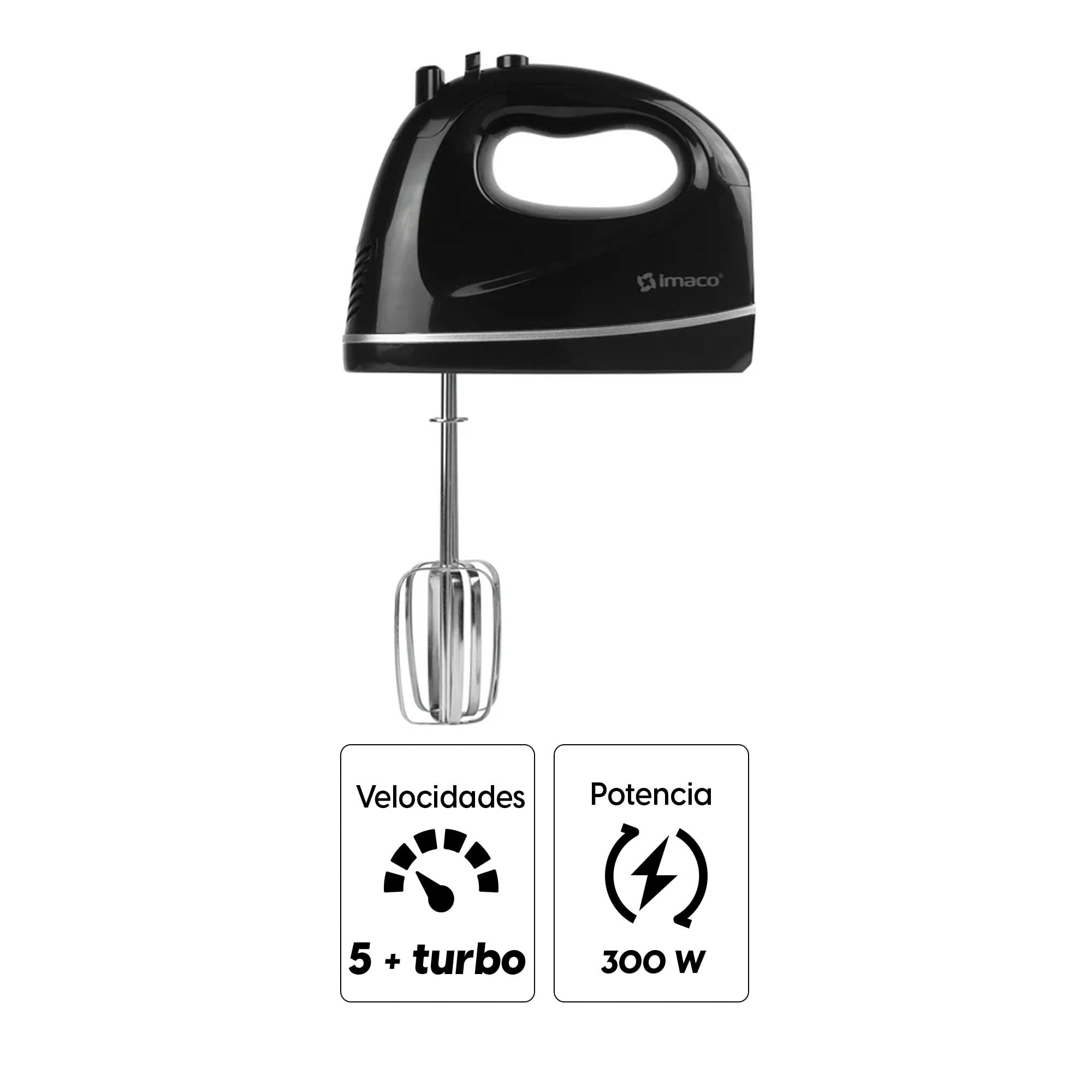 Imagen 2 del producto Batidora de mano Imaco HM3025N 300W, 5 velocidades + turbo, negro