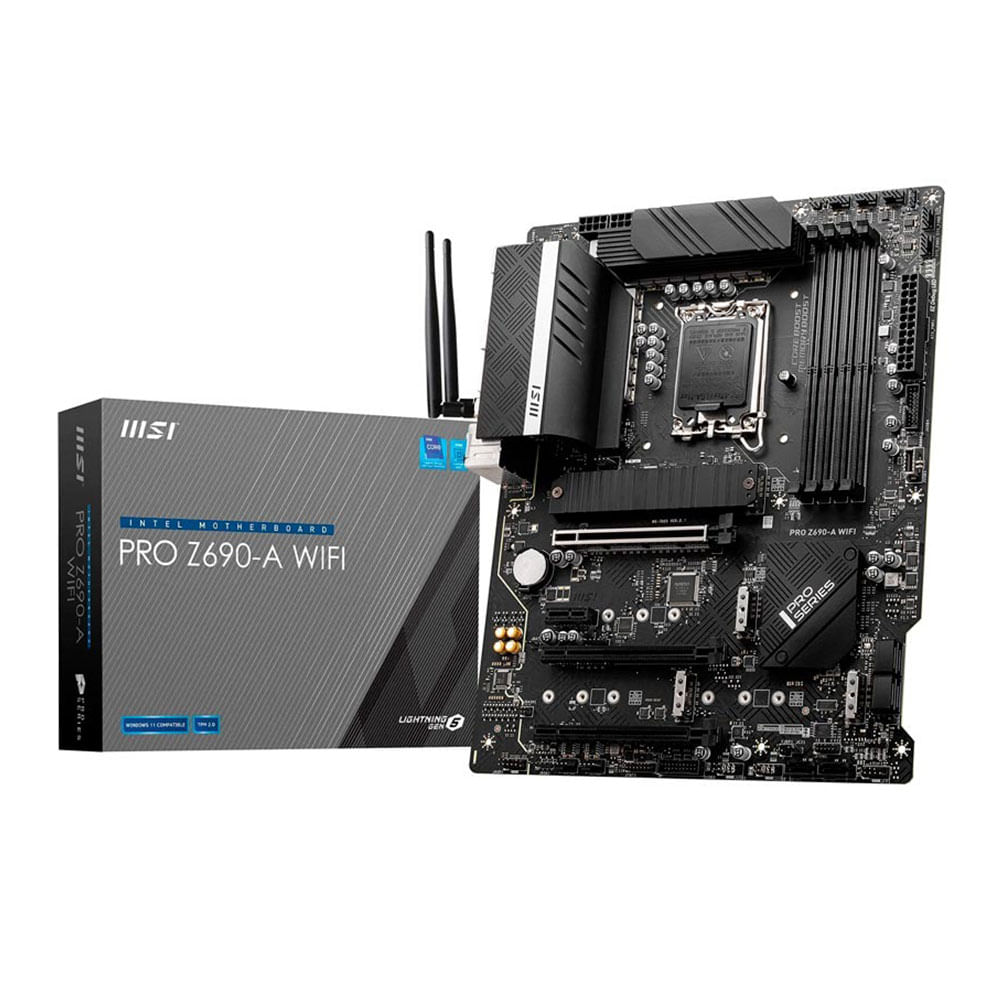Placa-Madre MSI PRO Z690-A, ATX, Intel Z690, Intel Core i5 - i9 de 12va - 14va Gen,DDR4, 4 M.2, LAN 2.5Gb, negro