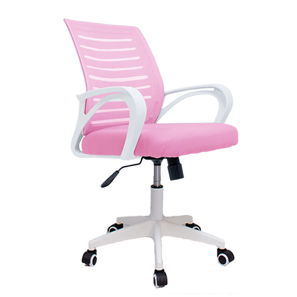 Silla de oficina ergonómica Kandy carga máx. 100 kg, tapiz de tela, giratoria, rosado