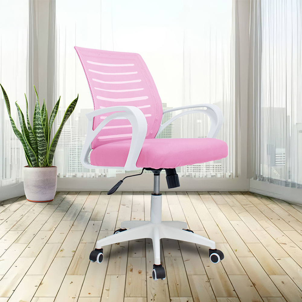 Imagen 2 del producto Silla de oficina ergonómica Kandy carga máx. 100 kg, tapiz de tela, giratoria, rosado