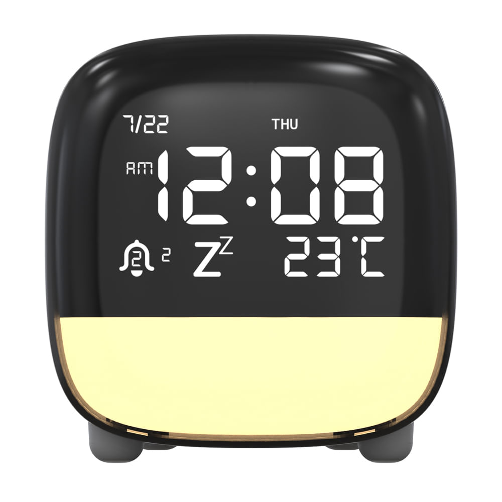Reloj digital Coolbox con luz nocturna LED, recargable, blanco