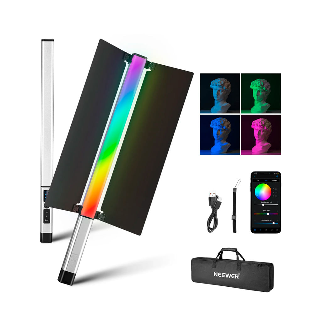 Luz continua Neewer LED CL124 II RGB, 16W, tiempo de carga 3.5 horas