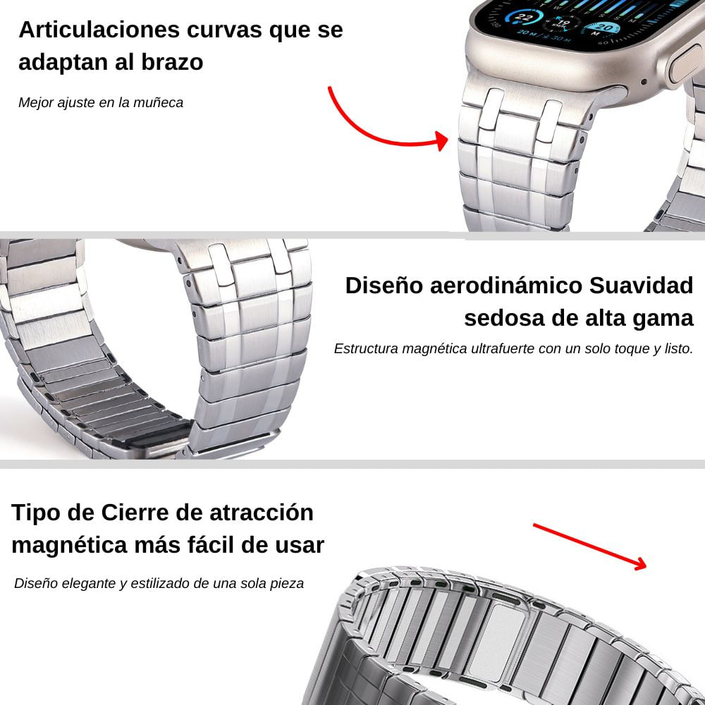 Imagen 2 del producto Correa de acero para Apple Watch buckle-less magnetic, plata
