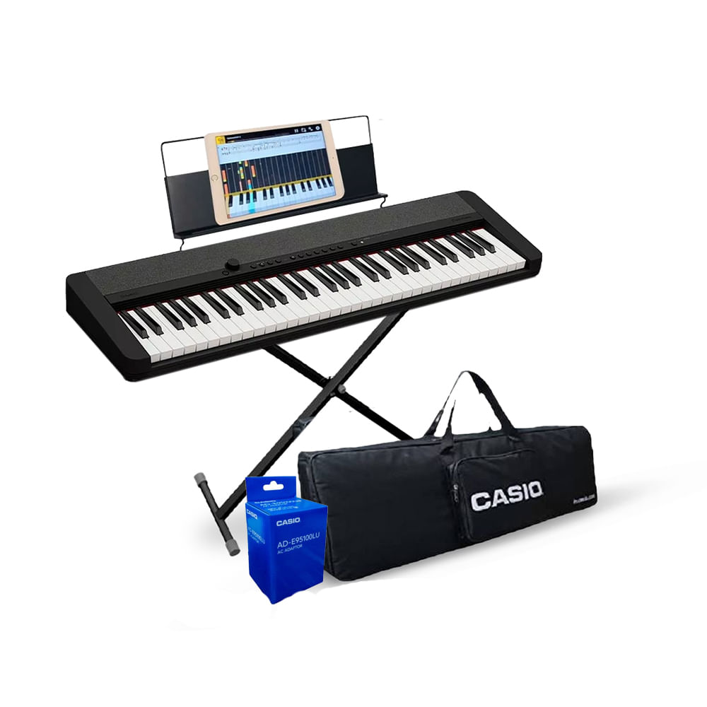 Teclado musical Casio CT-S1 Pack Piano, 61 número de tonos, negro