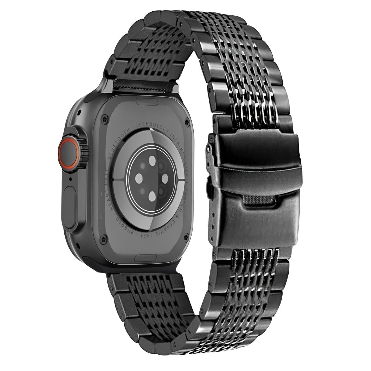 Correa de acero para Apple Watch Luxury Designer Mesh 42/44/45/49mm, negro