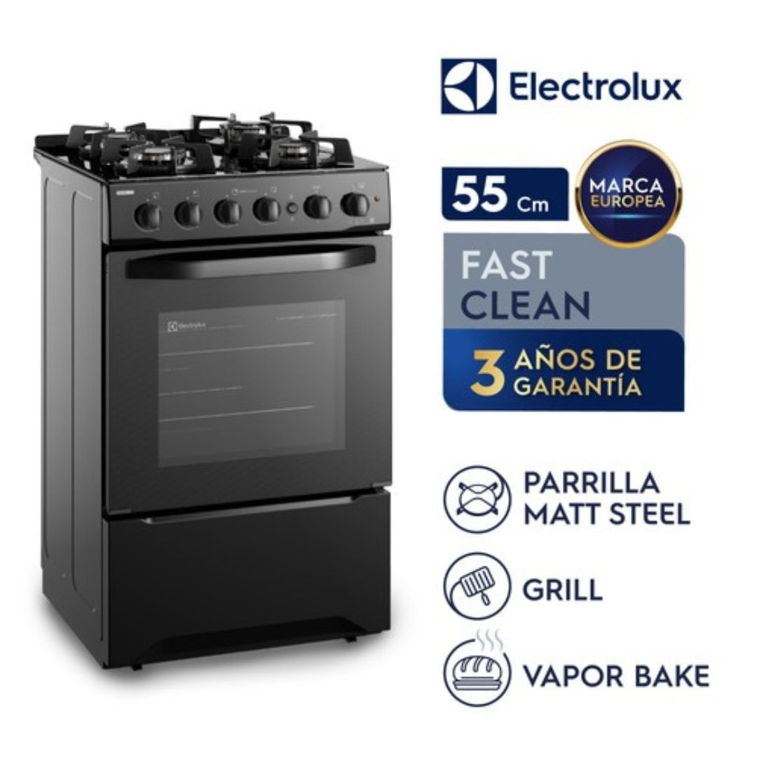 Imagen 2 del producto Cocina freestading Electrolux FE4GPR a gas, 4 quemadores triple llama, grill 55cm