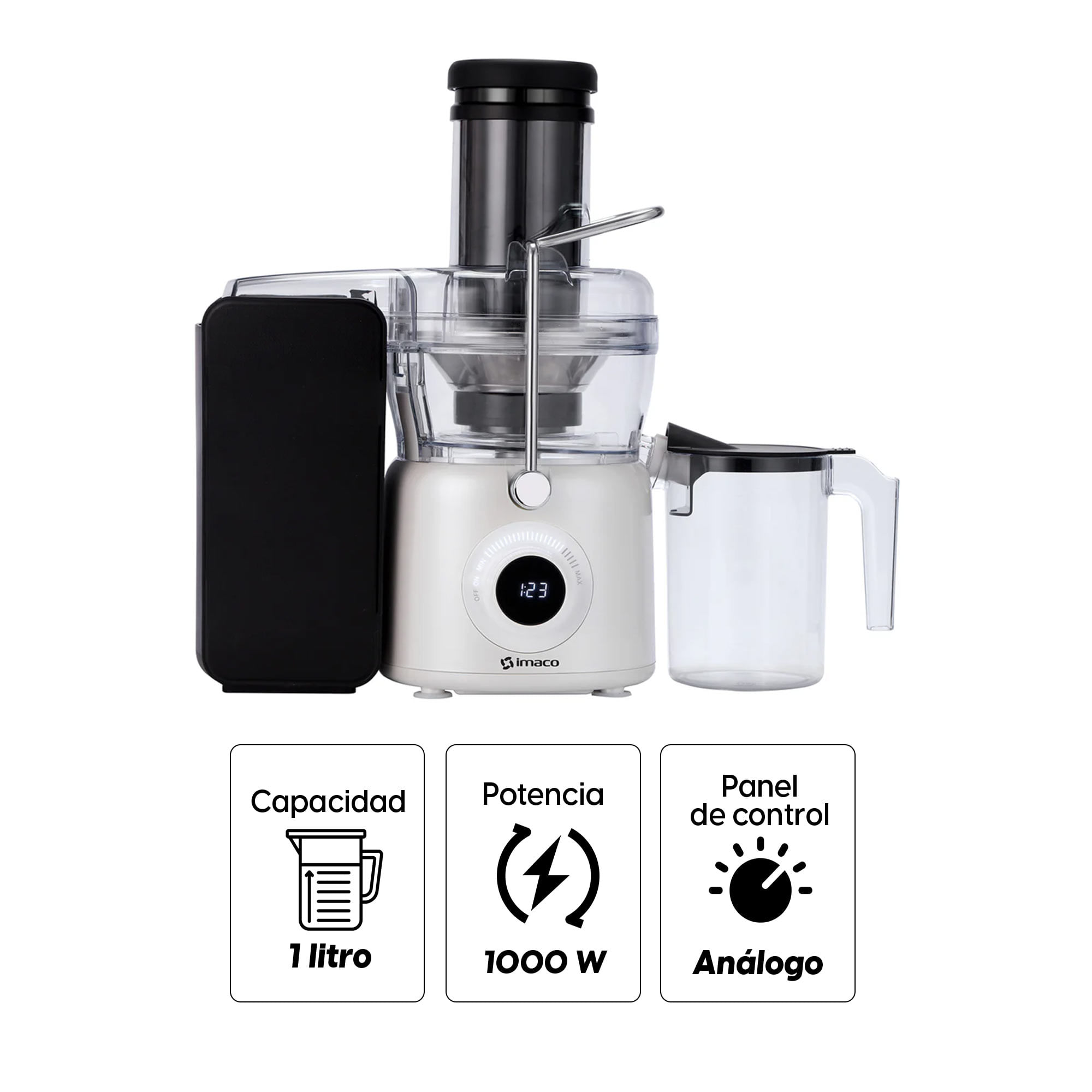 Imagen 2 del producto Extractor Imaco JE1084 1000w, velocidades continuas, jarra de hasta 1 litro, blanco