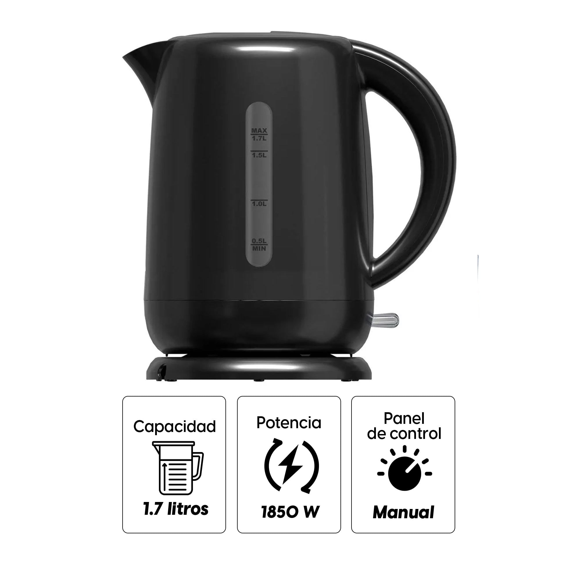 Imagen 2 del producto Hervidor eléctrico Oster BVSTKT3101 1850W, capacidad 1.7 litros, negro