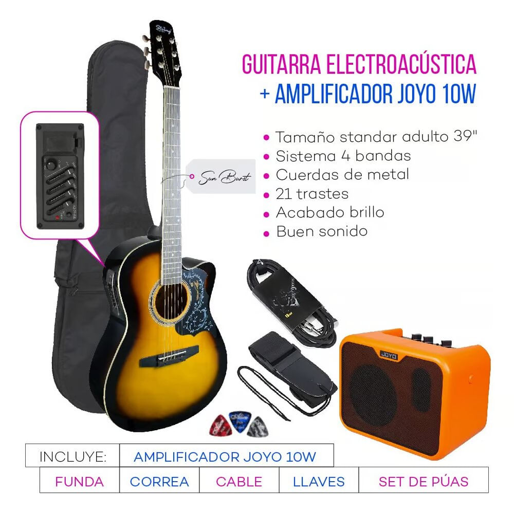 Imagen 2 del producto Pack Electroacústico Metal, acabado gloss, Sunburst