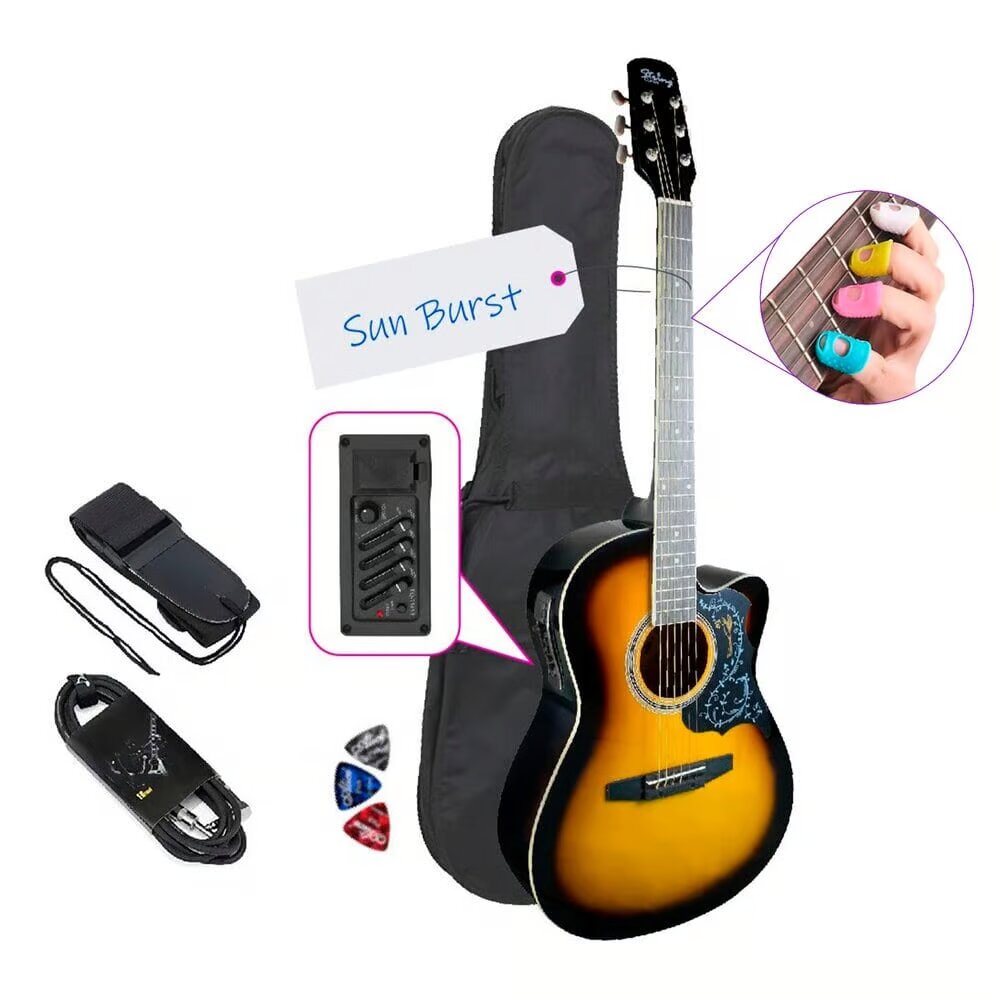 Guitarra Electroacústico tipo de cuerdas nylon, Sunburst