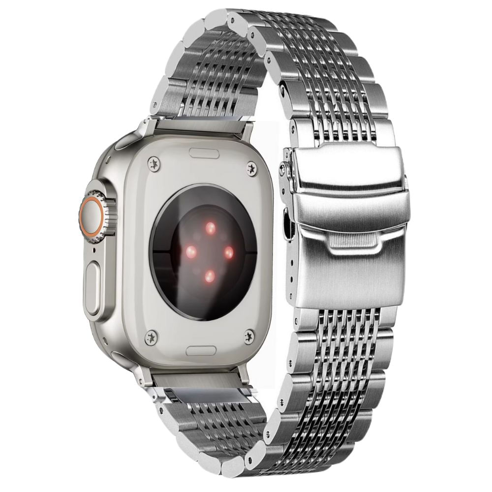 Correa de acero para Apple Watch Luxury Designer 42/44/45/49mm, plata