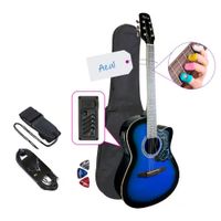 Guitarra Electroacústico, acabado gloss, clavijas abiertas, azul