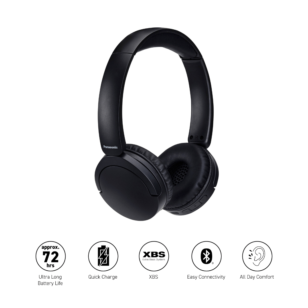 Imagen 2 del producto Audífonos inalámbrico Bluetooth Heavy Bass Panasonic HF630, 72 horas de reproducción, negro