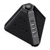 Supresor de picos Coolbox Teraware tipo Pirámide, 1500 W, 9 tomas, 2 metros, negro