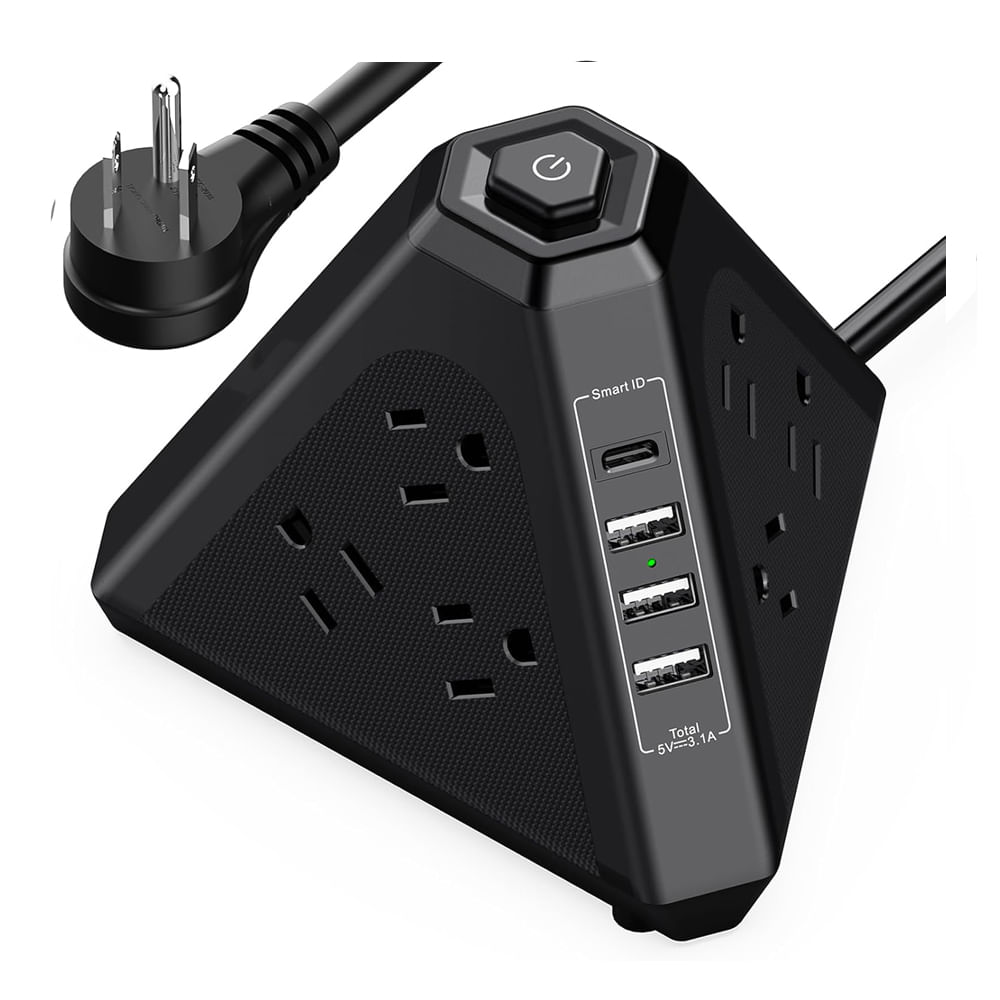 Imagen 2 del producto Supresor de picos Coolbox Teraware tipo Pirámide, 1500 W, 9 tomas, 2 metros, negro