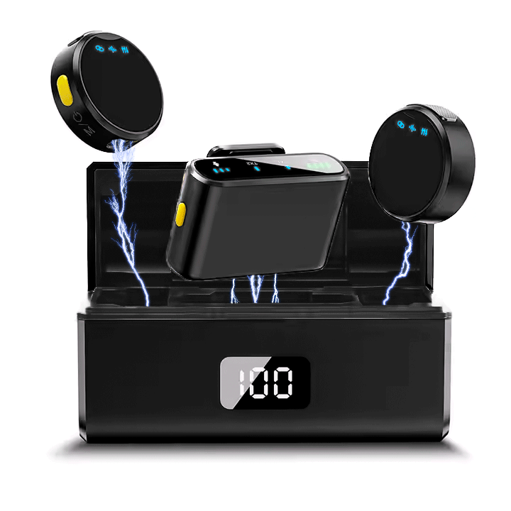 Imagen 1 del producto Micrófono Solapero inalámbrico Profesional DUAL Magnetic SX40, carga de 2 horas, negro