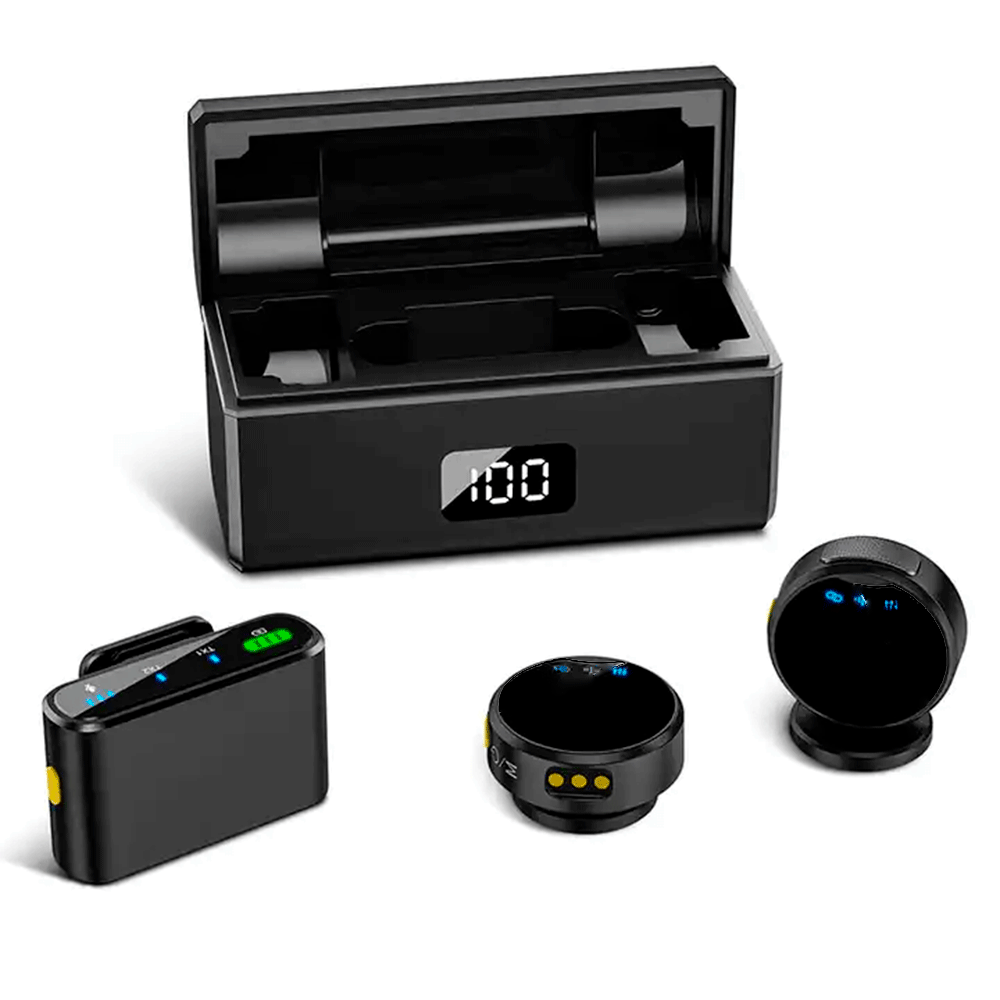 Imagen 2 del producto Micrófono Solapero inalámbrico Profesional DUAL Magnetic SX40, carga de 2 horas, negro