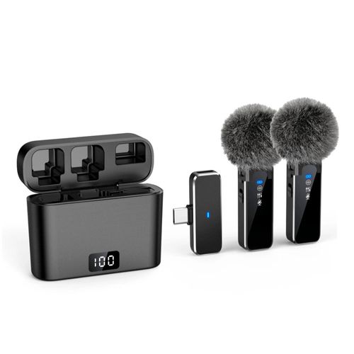 Micrófono Solapero inalámbrico profesional Dual K70, 20-20KHZ, 6 horas de batería, negro