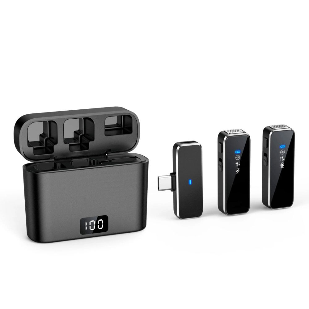 Imagen 2 del producto Micrófono Solapero inalámbrico profesional Dual K70, 20-20KHZ, 6 horas de batería, negro