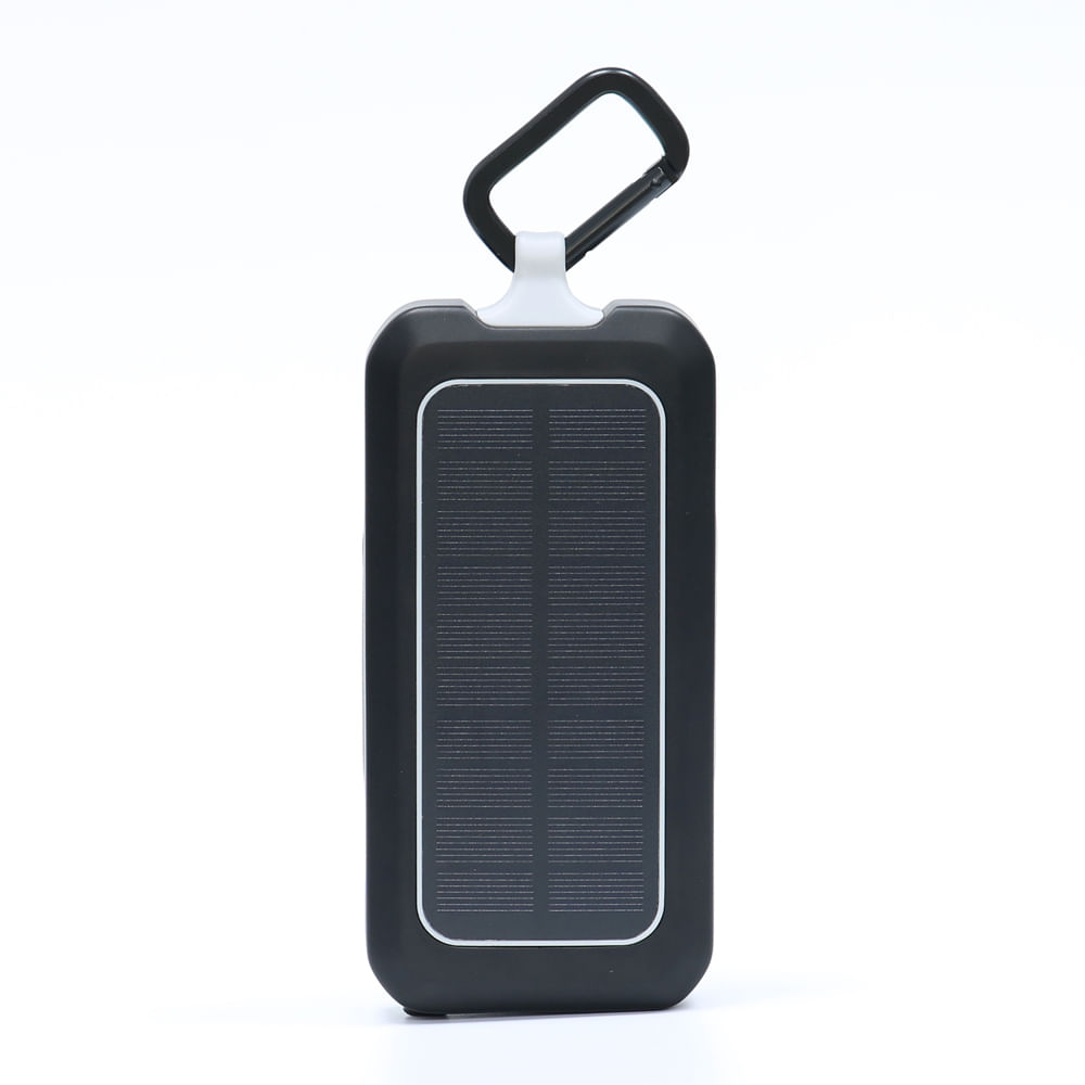 Batería externa Power System solar con linterna 18000 mAh, 30W, USB y Tipo-C, negro