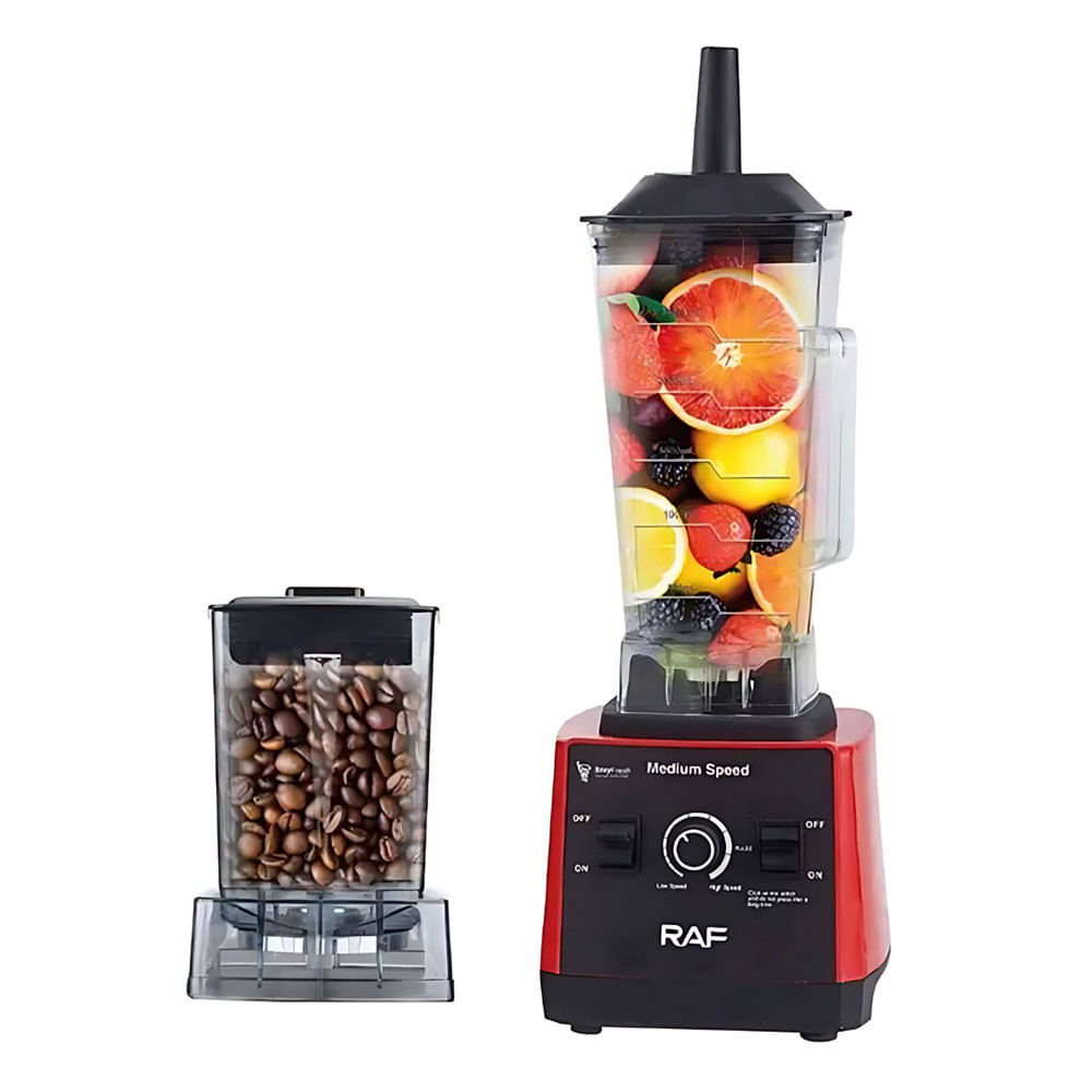 Licuadora industrial RAF R-2840 2 en 1 doble vaso, capacidad 2.5 litros, 13 velocidades, rojo