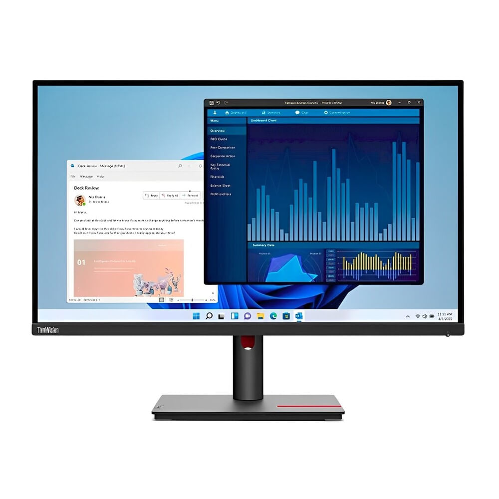 Monitor plano 21.5" Lenovo T22i-30, WLED IPS 1920x1080, 6ms, HDMI VGA DP, negro