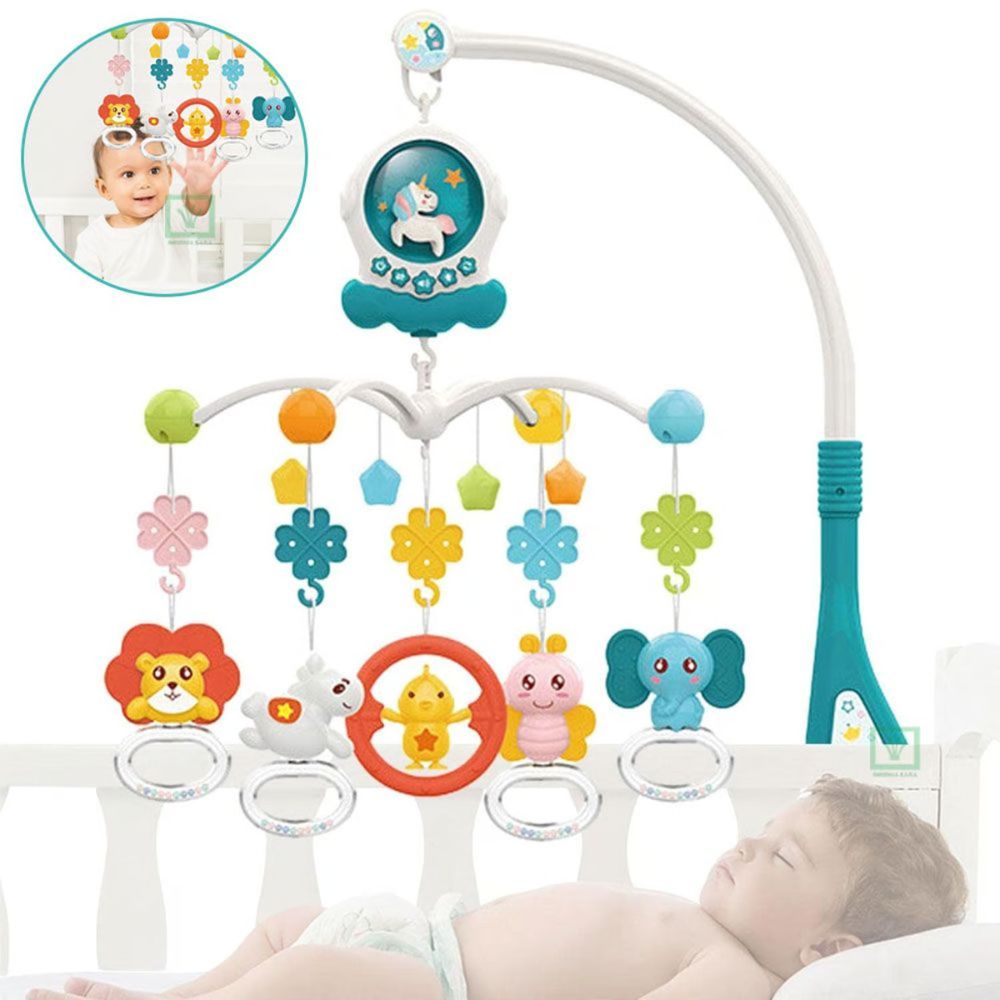 Móvil musical para cuna, unicornio, azul - HE0311