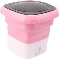 Mini lavadora portátil plegable, lavado y secado, rosado