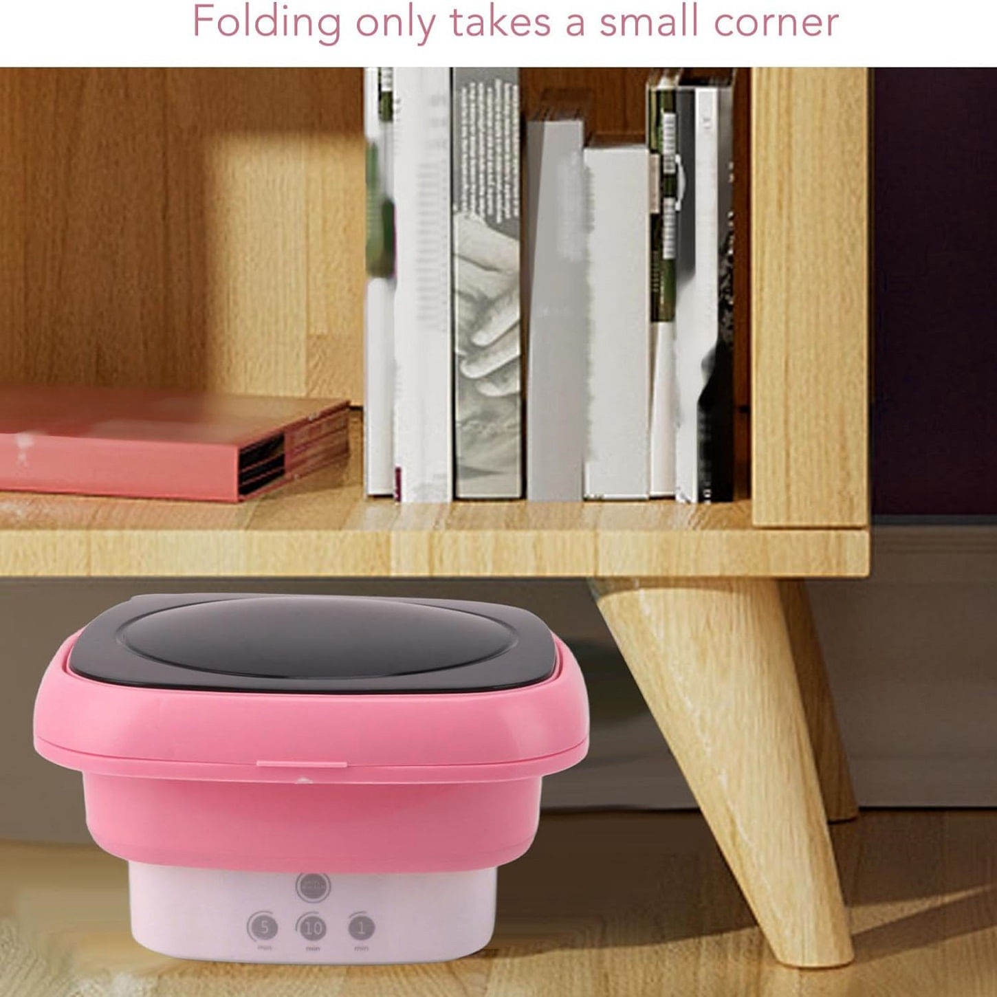 Imagen 2 del producto Mini lavadora portátil plegable, lavado y secado, rosado