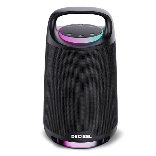 Parlante Bluetooth Decibel Karaoke 80W, hasta 5 horas de reproducción, TWS, luces RGB, negro