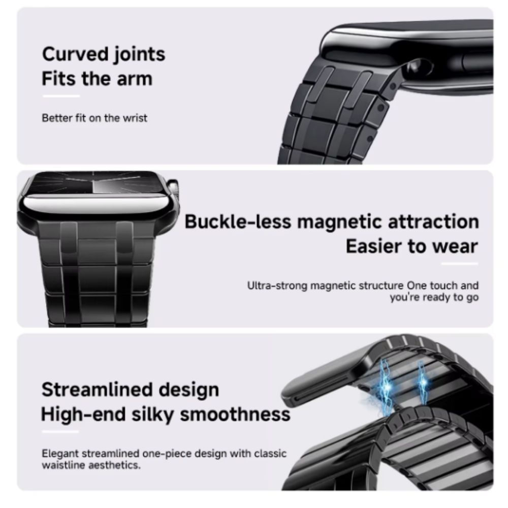 Imagen 2 del producto Correa de acero para apple watch Buckle-less magnetic, acero inoxidable, negro