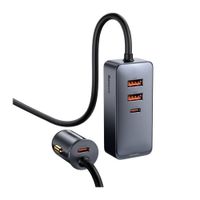 Cargador de auto Baseus multipuerto, 2 puertos usb / 2 tipo C, 120W, carga rápida, negro (reempacado)
