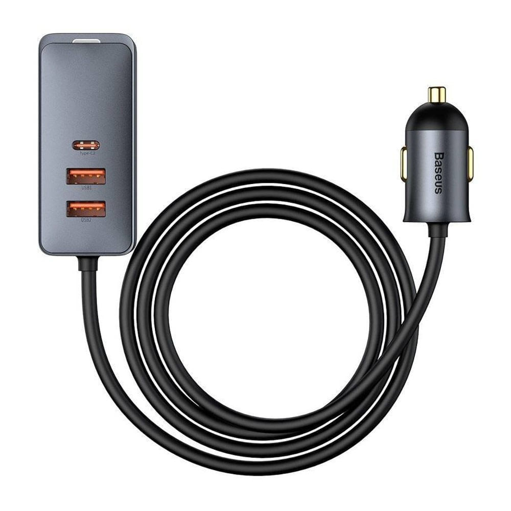 Imagen 2 del producto Cargador de auto Baseus multipuerto, 2 puertos usb / 2 tipo C, 120W, carga rápida, negro (reempacado)