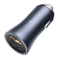 Cargador de auto Baseus Golden Contactor Pro dual, 1 puerto usb, 1 puerto tipo C, 40W, carga rápida, gris oscuro (reempacado)