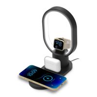Cargador inalámbrico Bluestone 3 en 1, 15W, carga rápida, compatible iPhone, Apple Watch y Airpods, luz led, negro (reempacado)