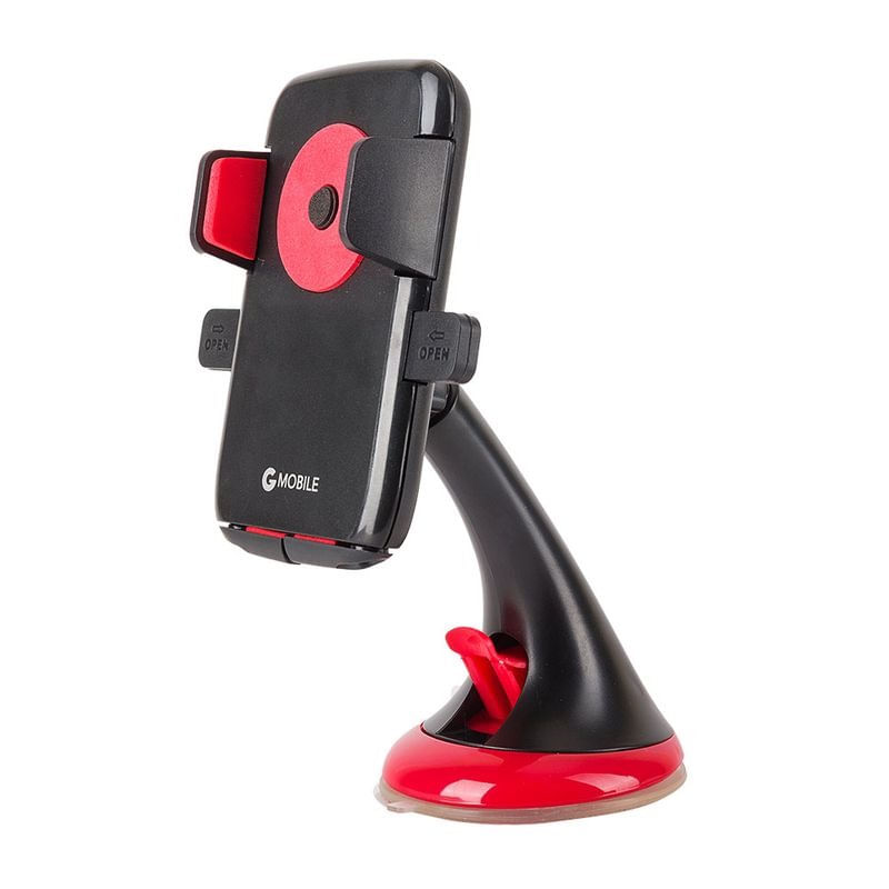 Soporte de celular para auto G Mobile one touch, rojo y negro (reempacado)