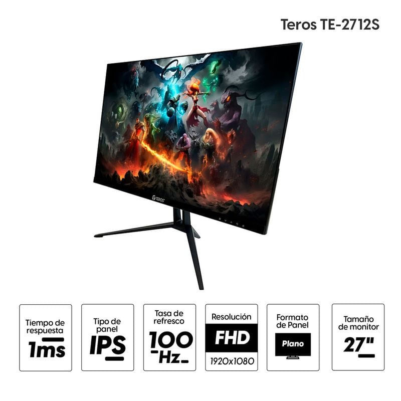 Imagen 2 del producto Monitor Teros TE-2712S 27″ IPS FLAT 100Hz, 1920×1080, Full HD, HDMI