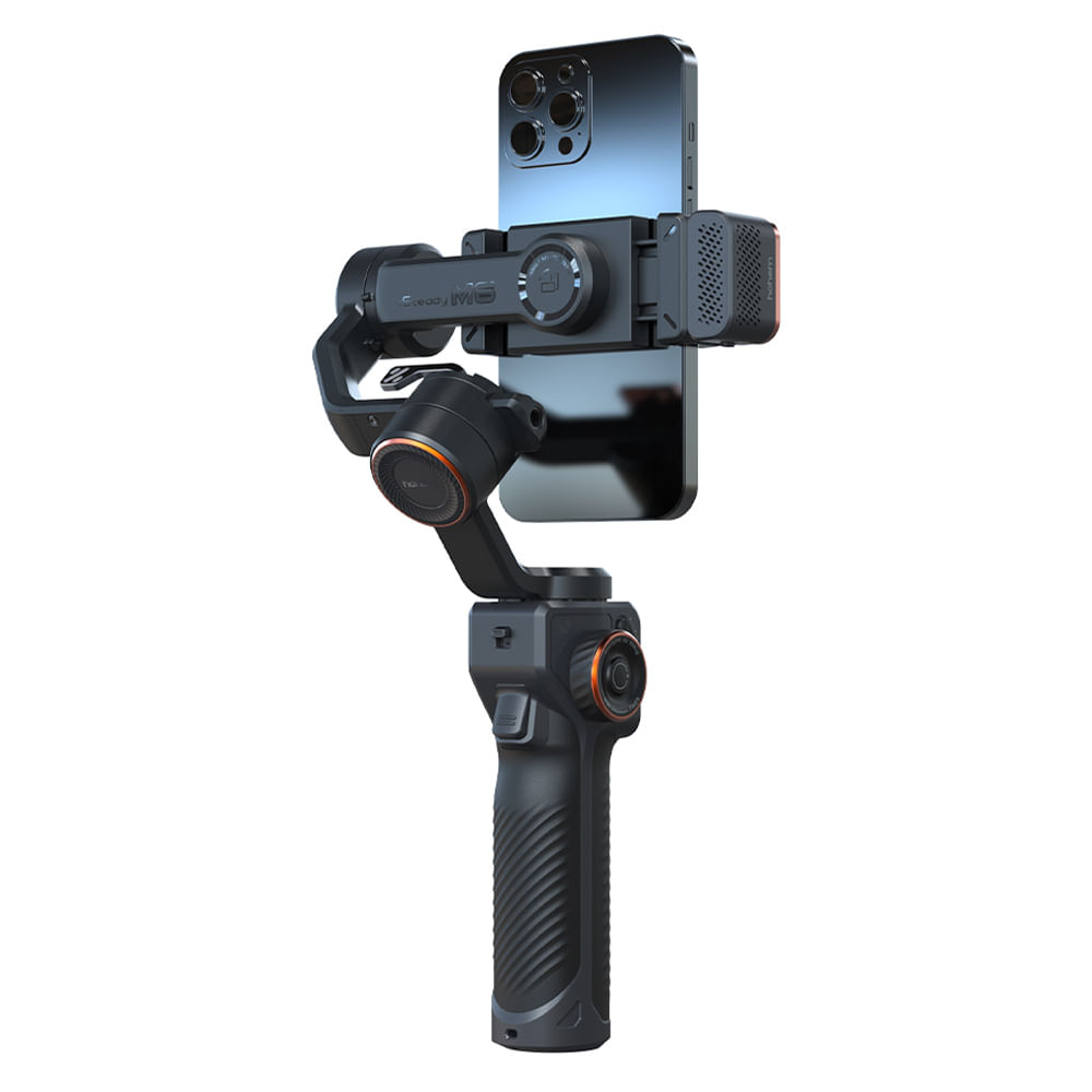 Imagen 2 del producto Estabilizador de celular Hohem iSteady M6 Kit version con seguimiento magnético de IA de 3 ejes para iPhone/Android, luz de relleno, rotación 360°