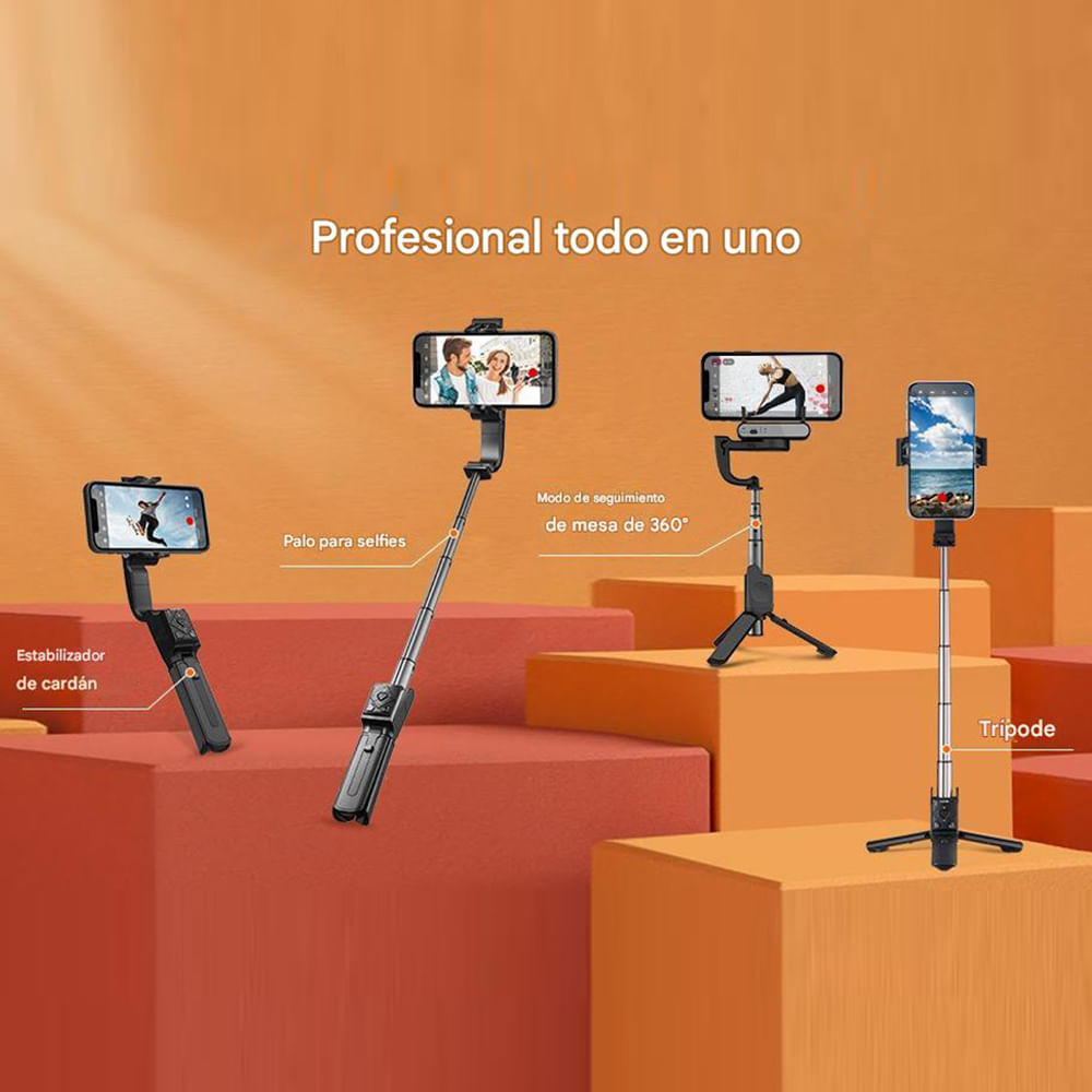 Imagen 2 del producto Estabilizador de celular Hohem iSteady Q incluye selfie extensible, trípode, y control remoto para iPhone/Android, rotación 360°