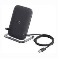 Cargador inalámbrico Baseus Rip 15W, soporte vertical/horizontal, carga rápida, negro (reempacado)