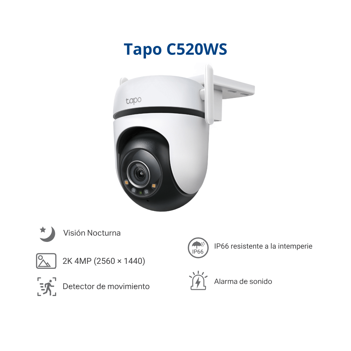 Imagen 2 del producto Cámara de Seguridad Tapo C520WS, 2K QHD 4MP para exteriores, conexión Wi-fi, blanco