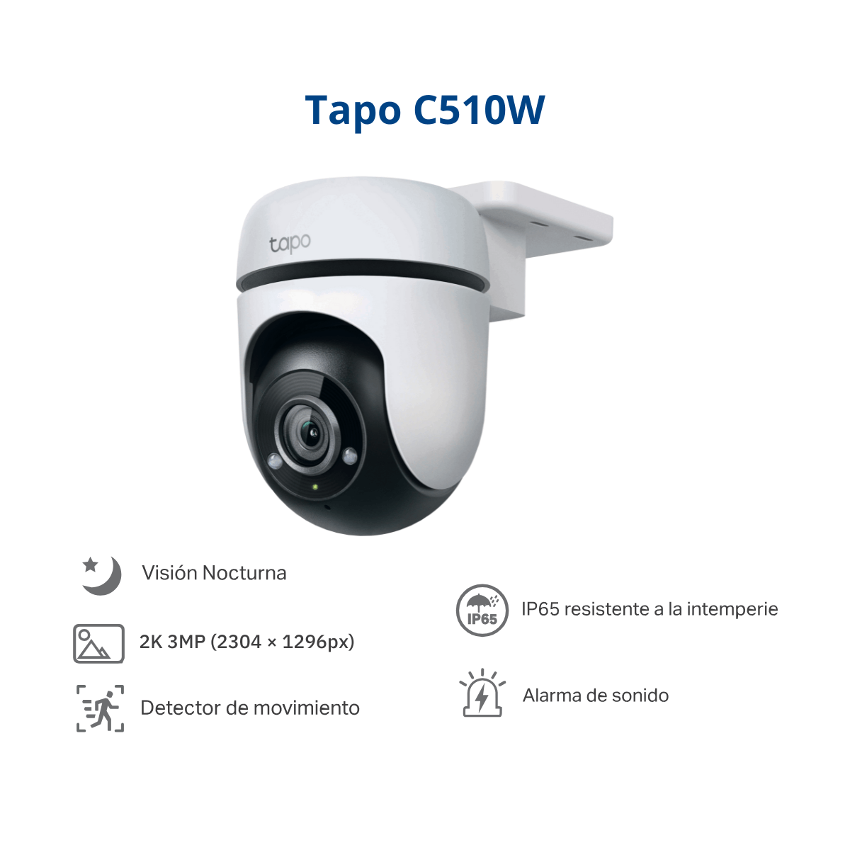 Imagen 2 del producto Cámara de seguridad Wifi 360° Tapo C510W 2K para exteriores + Micro SD 64GB, blanco
