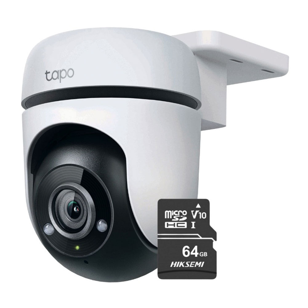 Cámara de seguridad Wifi 360° Tapo C510W 2K para exteriores + Micro SD 64GB, blanco