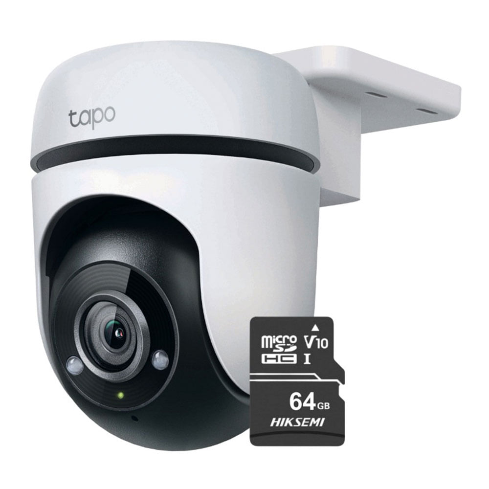 Cámara de seguridad TP-Link Tapo C500, Wi-Fi 360°, Full HD 1080p, visión nocturna 30m, IP65, audio bidireccional, microSD 64GB, blanco