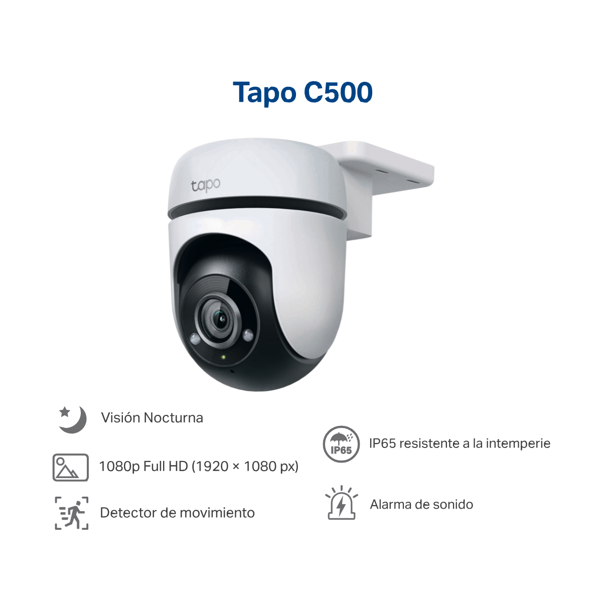 Imagen 2 del producto Cámara de seguridad TP-Link Tapo C500, Wi-Fi 360°, Full HD 1080p, visión nocturna 30m, IP65, audio bidireccional, microSD 128GB, blanco