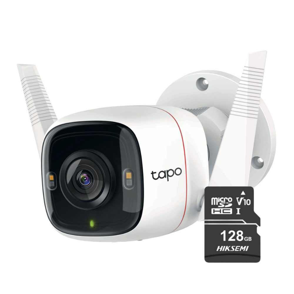Cámara de seguridad Wifi Tapo C310 2K para exterior + Micro SD 128GB, blanco