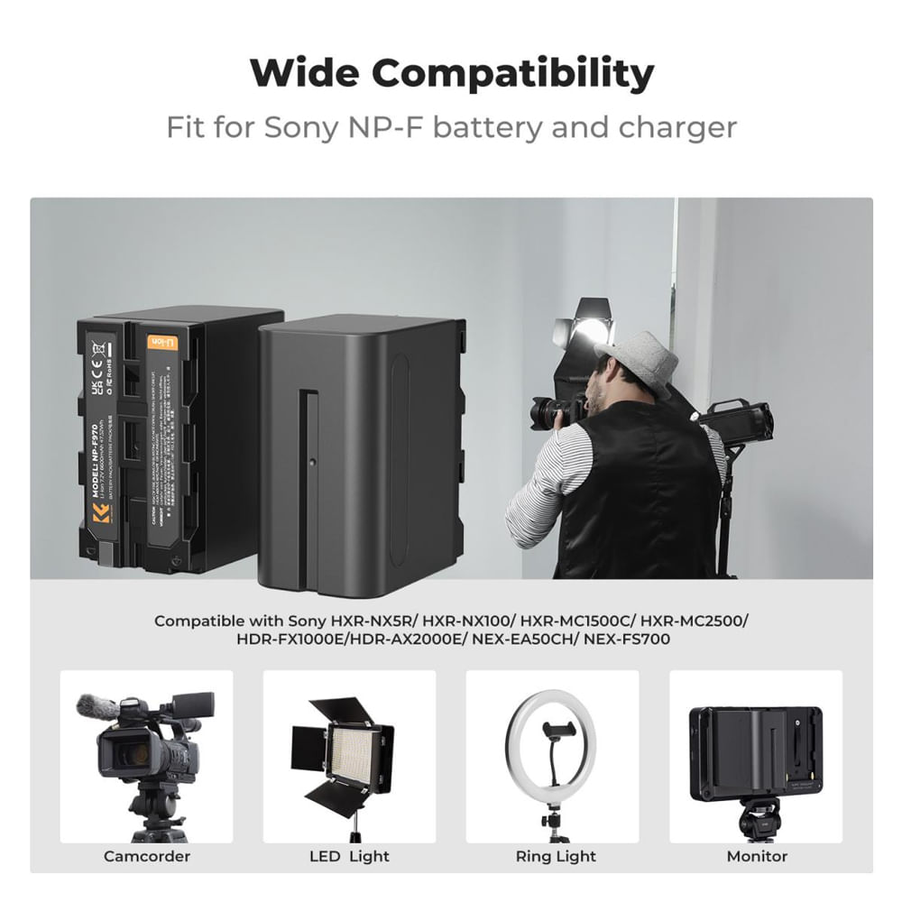 Imagen 2 del producto Cargador dual K&F concept, 2 baterías NP-F970 - KF28.0047, negro