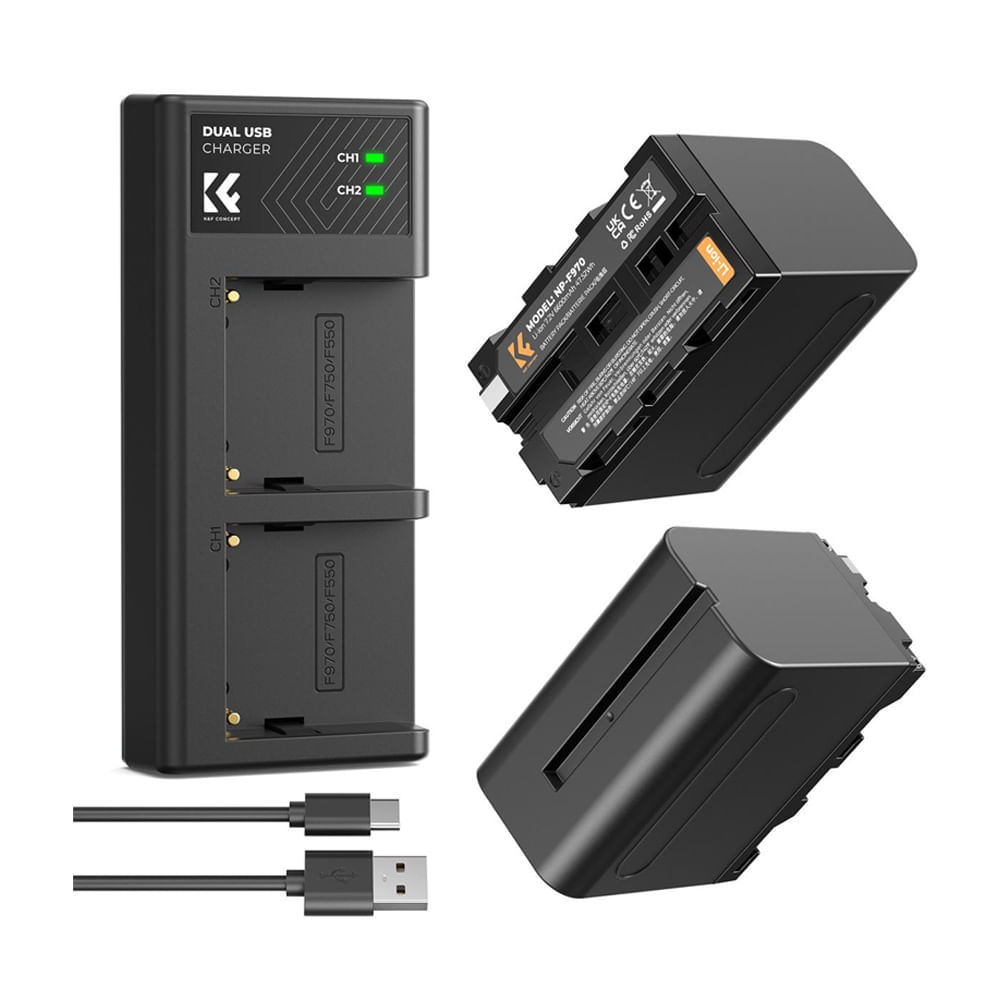 Imagen 1 del producto Cargador dual K&F concept, 2 baterías NP-F970 - KF28.0047, negro