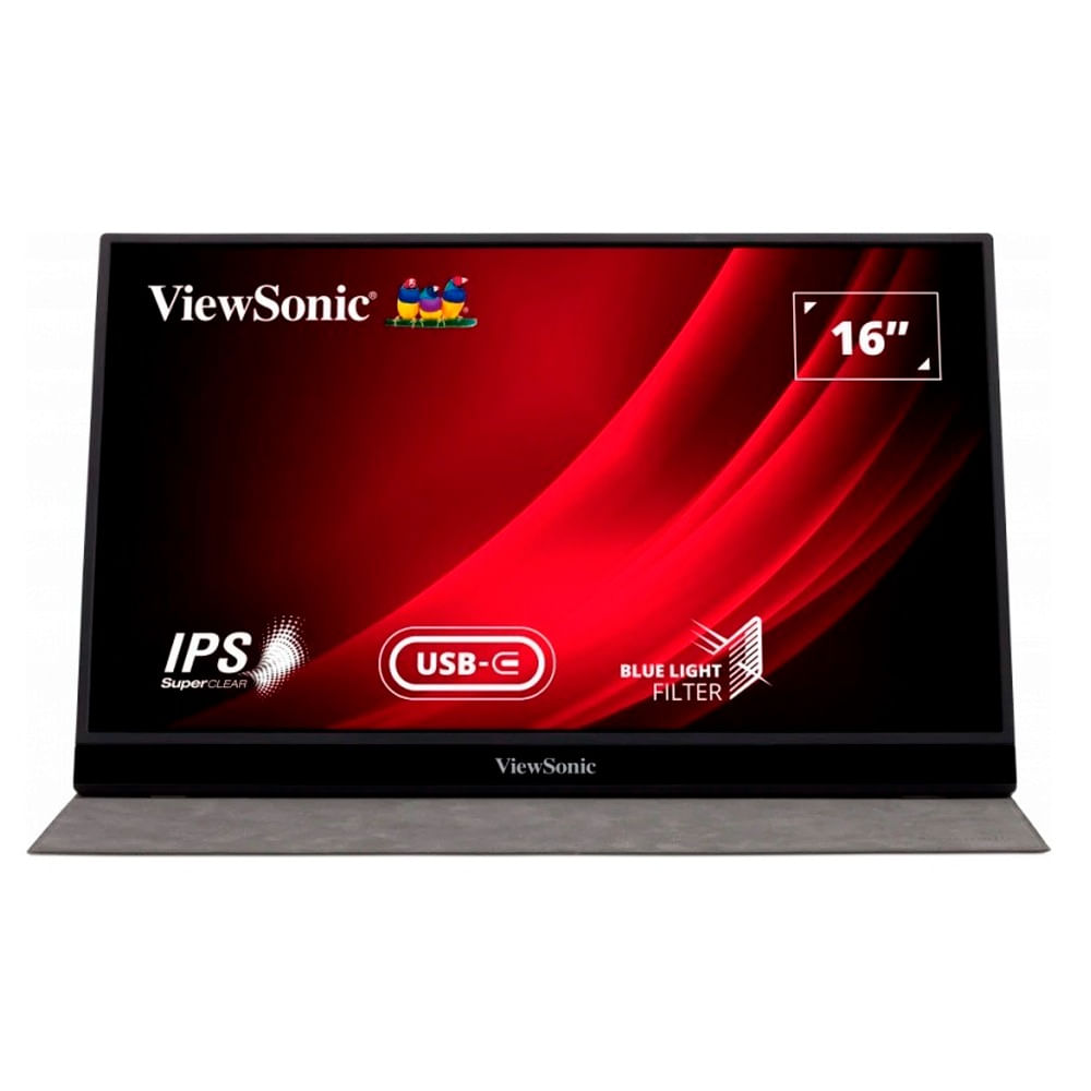 Monitor portátil ViewSonic VG1655 16" Panel IPS, FHD (1920x1080), USB-C, Mini-HDMI, 6.5 ms, gris