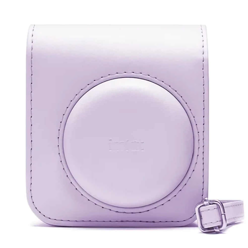 Estuche Fujifilm Instax Mini 12 cuero sintético, correa ajustable, lila